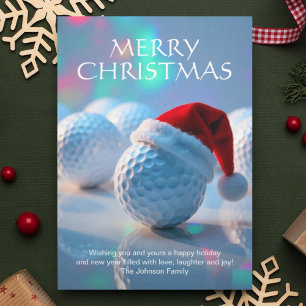Cartes Pour Fêtes Annuelles Festive Christmas Golf Ball avec Santa Hat Photo