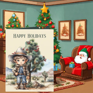 Cartes Pour Fêtes Annuelles Festive Christmas Western Cowboy ajouter un texte