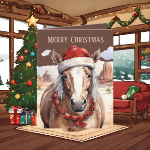 Cartes Pour Fêtes Annuelles Festive Christmas Western horse ajouter un texte