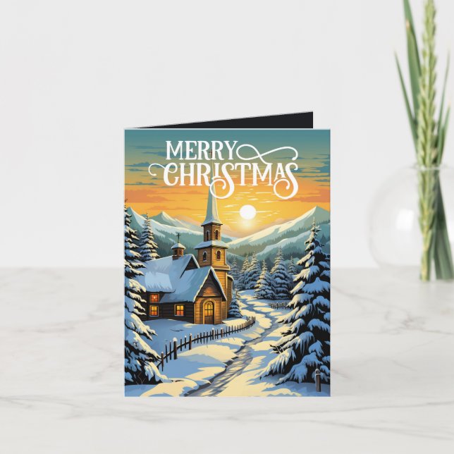 Cartes Pour Fêtes Annuelles Festive Country Christmas Church ajouter un messag (Devant)