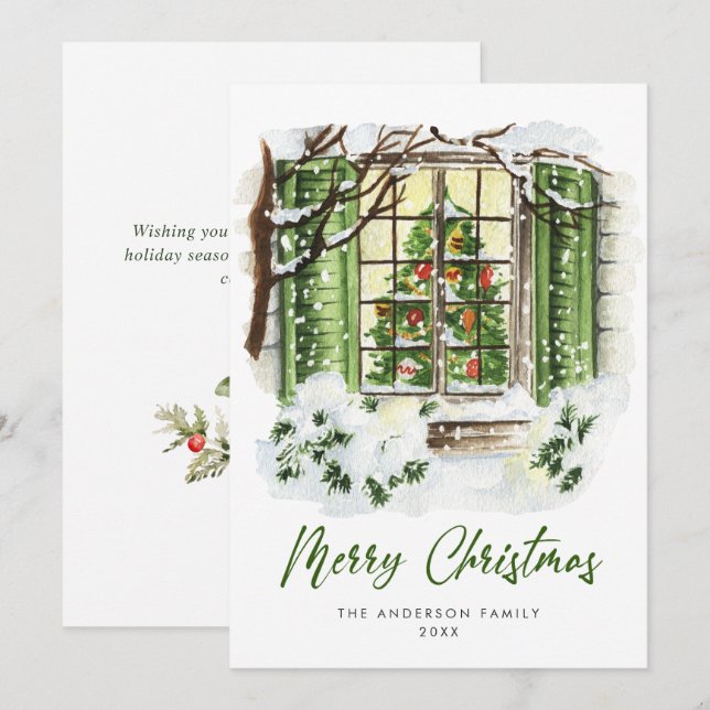 Cartes Pour Fêtes Annuelles Festive Country House Maison de Noël Salutation (Devant / Derrière)
