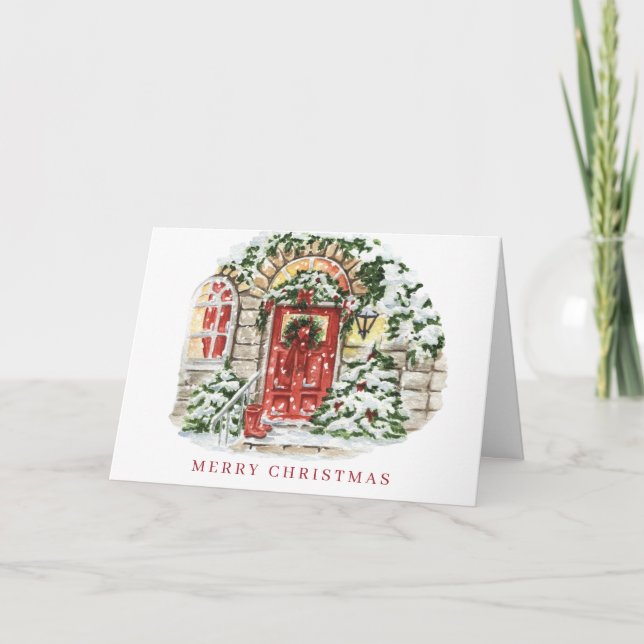 Cartes Pour Fêtes Annuelles Festive Country House Noël Accueil d'entreprise (Devant)