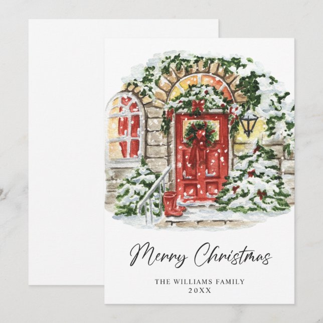 Cartes Pour Fêtes Annuelles Festive Country House Noël Salutation (Devant / Derrière)