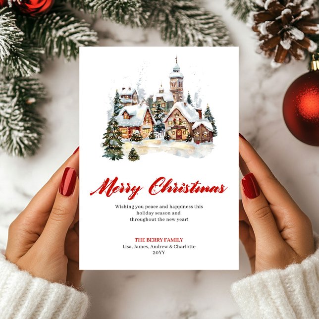 Cartes Pour Fêtes Annuelles Festive Cozy Christmas Scene Greeting Card (Festive Cozy Christmas Scene Greeting Card)