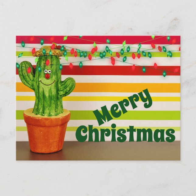 Cartes Pour Fêtes Annuelles Festive de Cactus mignonne Sud-Ouest Joyeux Noël (Devant)