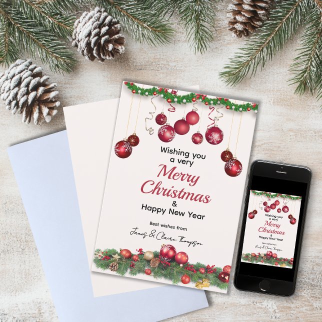 Cartes Pour Fêtes Annuelles Festive de Noël Rouge (Créateur téléchargé)