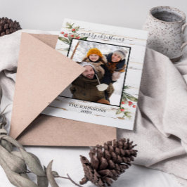 Cartes Pour Fêtes Annuelles Festive Farmhouse Joyeux Noël Photo