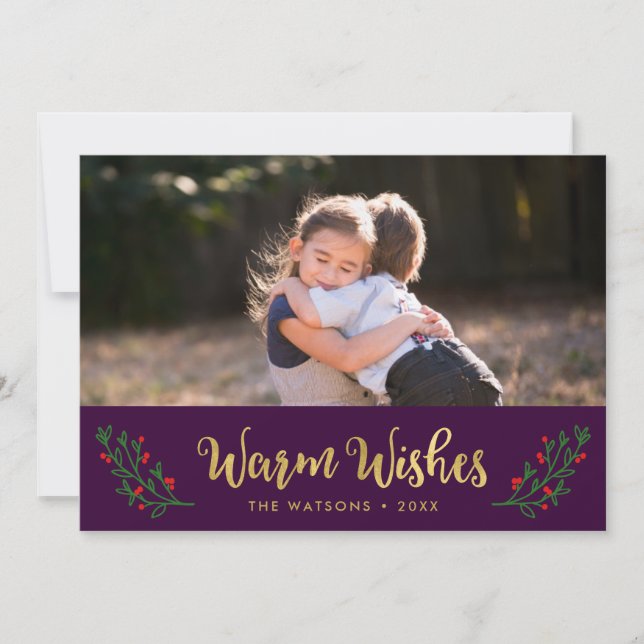 Cartes Pour Fêtes Annuelles Festive Foliage Chaleureux Voeux Vacances Photo (Devant)