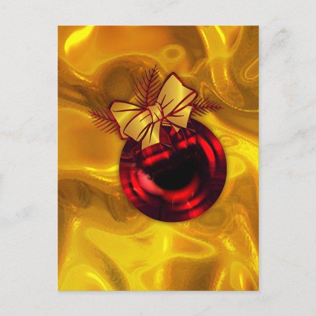 Cartes Pour Fêtes Annuelles Festive Gold et Red Bauble Noël (Devant)