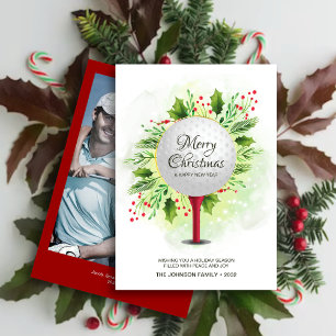 Cartes Pour Fêtes Annuelles Festive Golf Tee Shot Christmas Green Photo