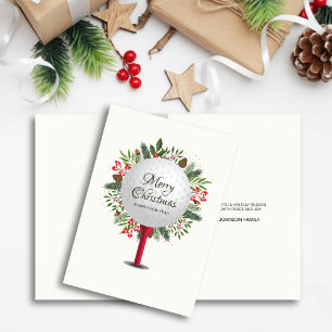 Cartes Pour Fêtes Annuelles Festive Golf Tee Shot Noël Verdure