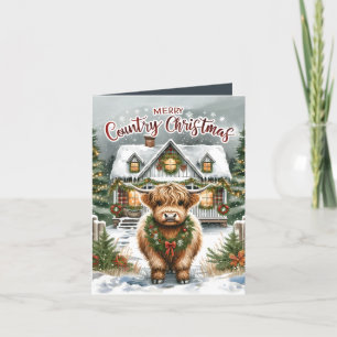 Cartes Pour Fêtes Annuelles Festive Highland vache Pays Noël