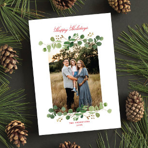 Cartes Pour Fêtes Annuelles Festive hiver verdure Élégante Botanique 1 Photo