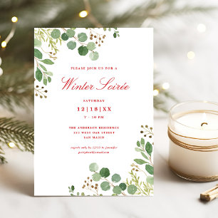 Cartes Pour Fêtes Annuelles Festive Hiver Verdure Élégante fête botanique