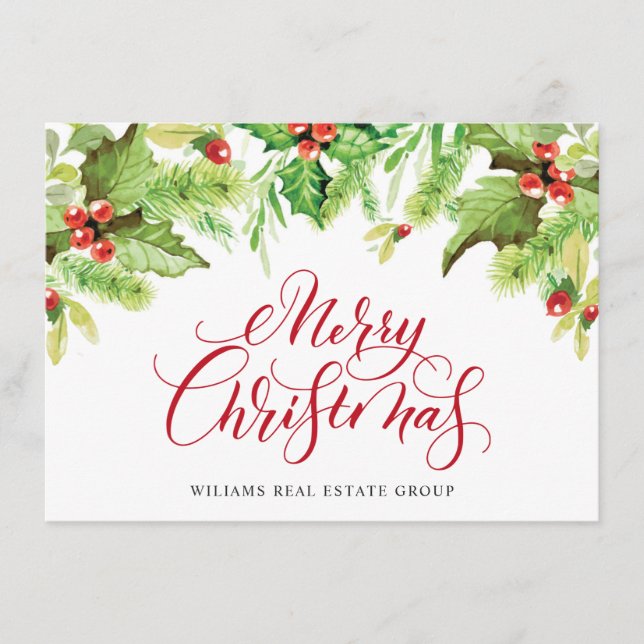 Cartes Pour Fêtes Annuelles Festive Holly Berry Accueil de Noël d'entreprise H (Devant)
