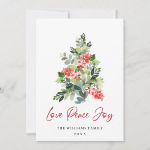 Cartes Pour Fêtes Annuelles Festive Holly Berry Arbre de Noël Salutation Photo