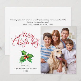 Cartes Pour Fêtes Annuelles Festive Holly Berry Mistletoe voeux de Noël