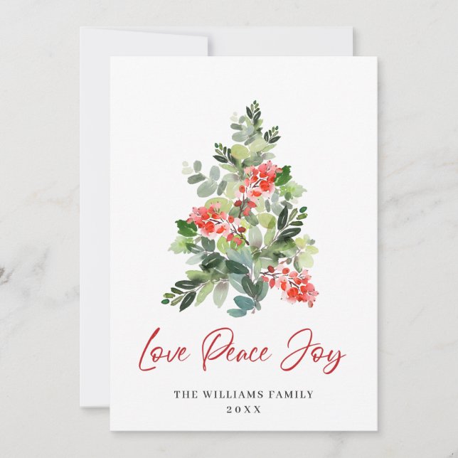 Cartes Pour Fêtes Annuelles Festive Holly Berry Noël Arbre Salutation (Devant)