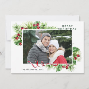 Cartes Pour Fêtes Annuelles Festive Holly Berry - Photo de voeux de Noël