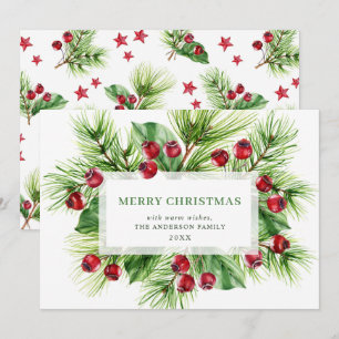 Cartes Pour Fêtes Annuelles Festive Holly Berry voeux de Noël