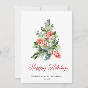 Cartes Pour Fêtes Annuelles Festive Holly Christmas Tree Salutation d'entrepri