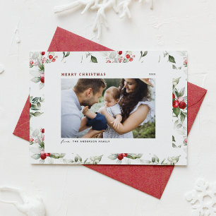 Cartes Pour Fêtes Annuelles Festive Holly Motif Joyeux Noël Photo