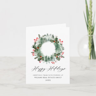 Cartes Pour Fêtes Annuelles Festive Holly Wreath Noël Accueil d'entreprise