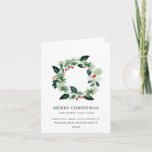 Cartes Pour Fêtes Annuelles Festive Holly Wreath Noël Accueil d'entreprise