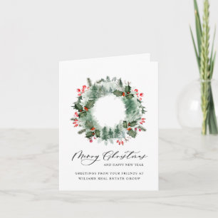 Cartes Pour Fêtes Annuelles Festive Holly Wreath Noël Accueil d'entreprise