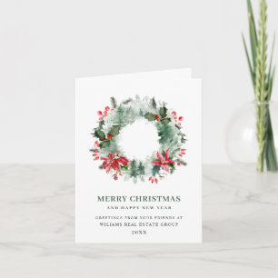 Cartes Pour Fêtes Annuelles Festive Holly Wreath Noël Accueil d'entreprise