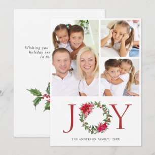 Cartes Pour Fêtes Annuelles Festive Holly Wreath Noël Salutation 3 PHOTO