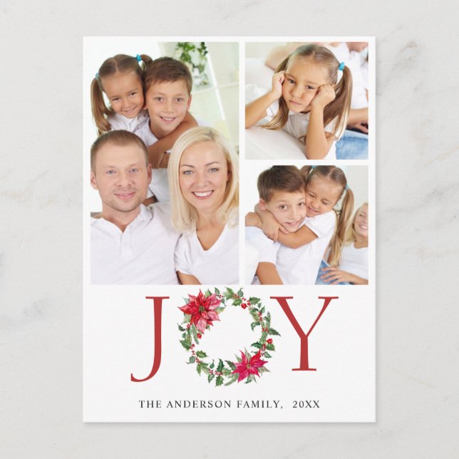 Cartes Pour Fêtes Annuelles Festive Holly Wreath Noël Salutation 3 PHOTO (Devant)