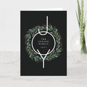Cartes Pour Fêtes Annuelles Festive JOY Noël Wreath Feuilles Berries pliées
