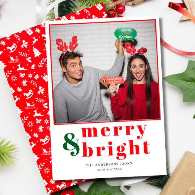 Cartes Pour Fêtes Annuelles Festive Joyeux et Bright Christmas Photo (Festive Merry and Bright Christmas Photo Holiday Card)