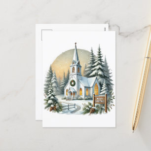 Cartes Pour Fêtes Annuelles Festive Joyeux Noël Country Church