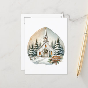 Cartes Pour Fêtes Annuelles Festive Joyeux Noël Country Church