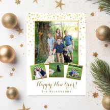Festive Joyeux Nouvel An Gold Confetti Photo Colla