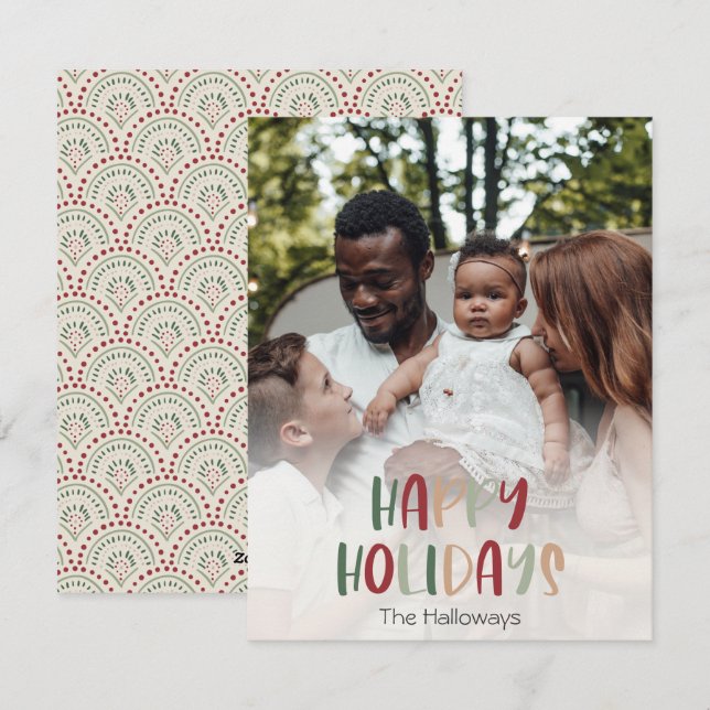 Cartes Pour Fêtes Annuelles Festive Joyeux Vacances Pleine photo verticale (Devant / Derrière)