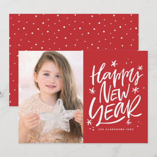 Cartes Pour Fêtes Annuelles Festive Lettering Red Happy New Year Photo