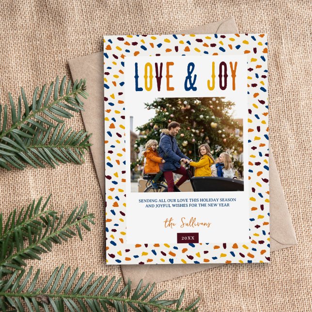 Cartes Pour Fêtes Annuelles Festive Love and Joy 4 Photo (Créateur téléchargé)