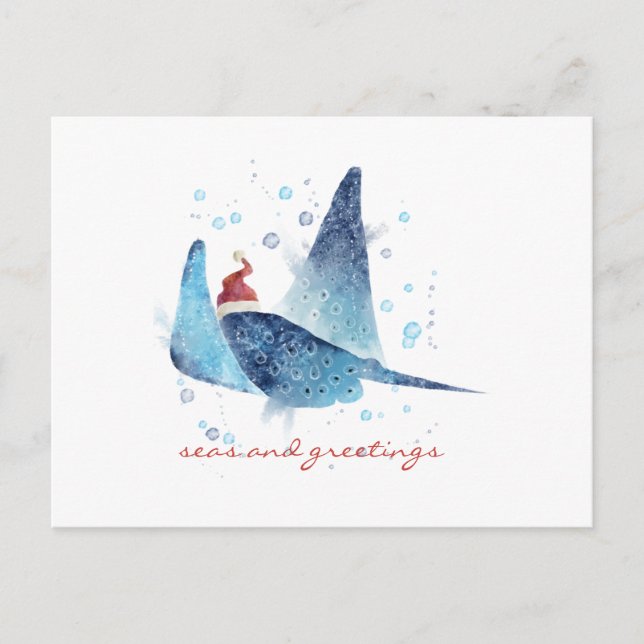 Cartes Pour Fêtes Annuelles Festive Manta Ray Seas et salutations (Devant)