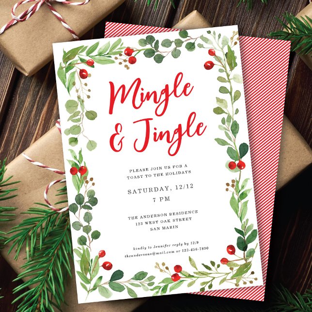 Cartes Pour Fêtes Annuelles Festive Mingle & Jingle Botanique Noël (Créateur téléchargé)