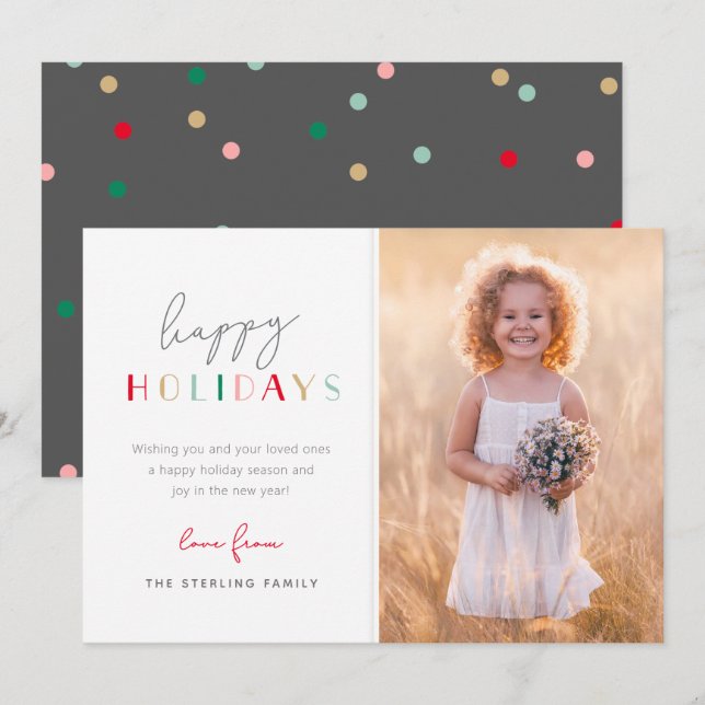 Cartes Pour Fêtes Annuelles Festive Moderne Joyeux Vacances Famille Photo (Devant / Derrière)