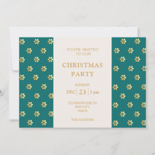 Cartes Pour Fêtes Annuelles Festive moderne Turquoise + Gold Daisy Noël Party