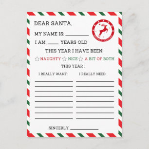 Cartes Pour Fêtes Annuelles Festive Noël cher Père Noël lettre