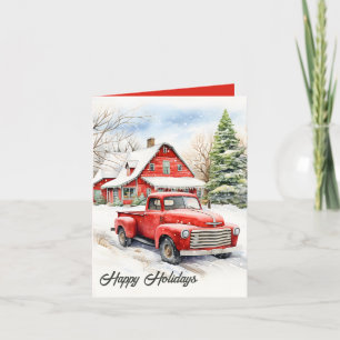 Cartes Pour Fêtes Annuelles Festive Noël Pays camion scène ajouter le message