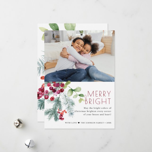 Cartes Pour Fêtes Annuelles Festive Noël vert photo (Devant/Arrière en situation)