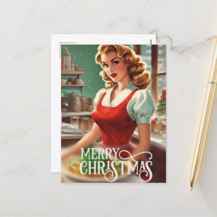 Cartes Pour Fêtes Annuelles Festive Noël vintage dame ajouter un message