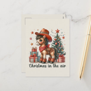 Cartes Pour Fêtes Annuelles Festive Noël Western cheval ajouter le message