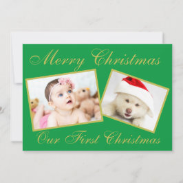 Cartes Pour Fêtes Annuelles Festive Notre premier Noël Gold 2 Photos Fêtes